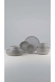 Hermia MOD18Y4B730955 Juego de Cena Porcelana 18 Piezas Gris, Apto Microondas y Lavavajillas